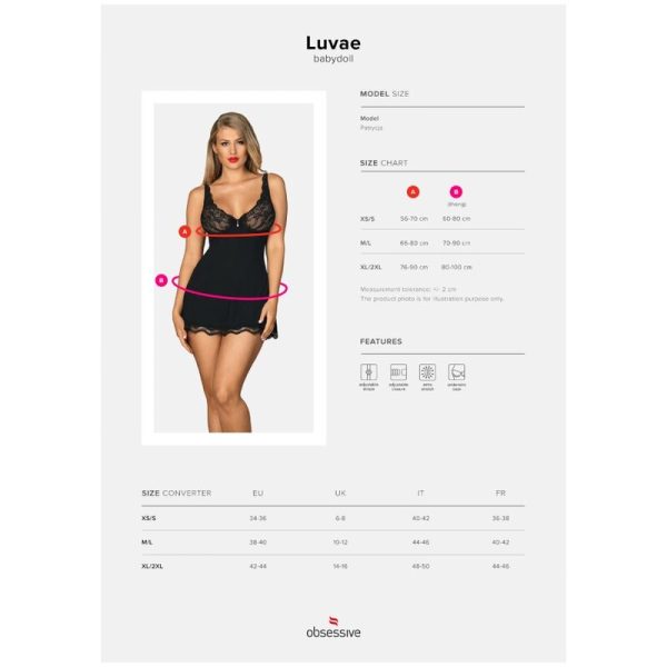 OBSESSIVE - LUVAE BABYDOLL E TANGA PRETO XS/S - Image 5