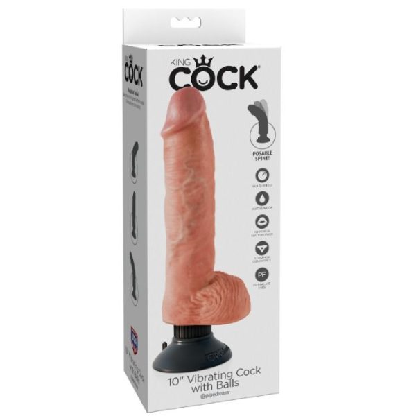 KING COCK 25,5 CM VIBRANTE GALO COM ESFERAS PRETAS