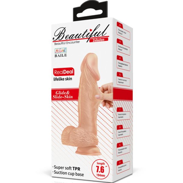 BELO ENCONTRO ZEBULON REALÍSTICO E FLEXÍVEL DILDO 19,4 CM - CARNE - Image 8