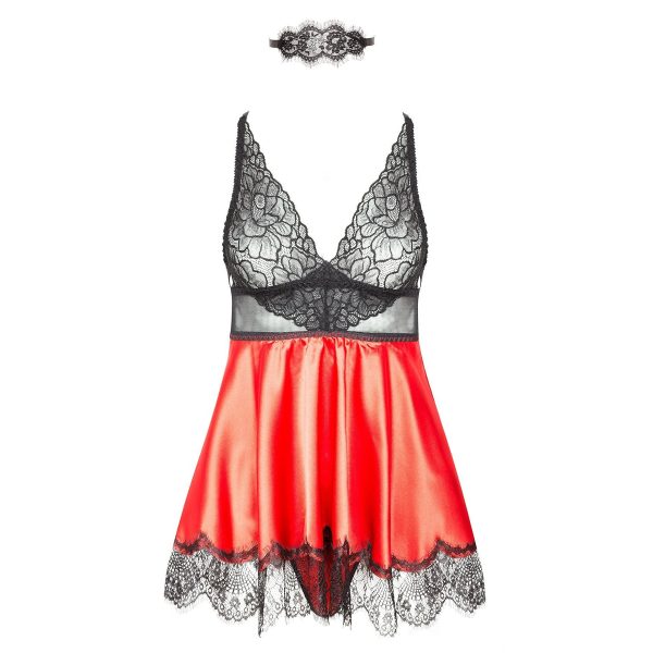 CAMISA DE NOITE E TANGA EVE VERMELHO BEAUTY NIGHT FASHION