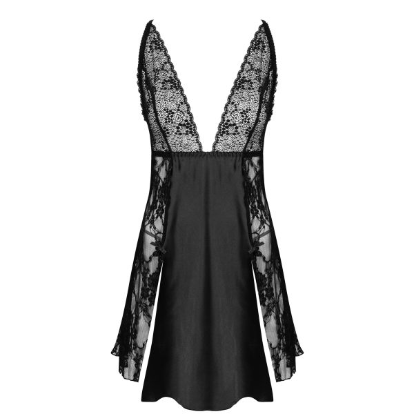 CAMISA DE NOITE E TANGA DELIGHT PRETA BEAUTY NIGHT FASHION - Image 7