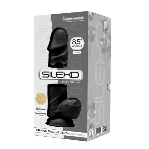 DILDO REALISTA DUAL DENSITY COM TESTÍCULOS PRETO MOD. 4 8.5" SILEXD