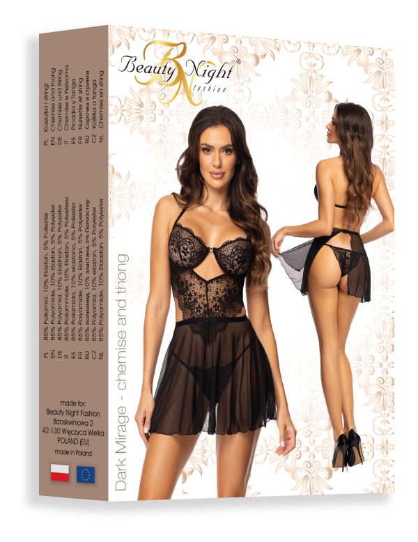 CAMISA DE NOITE E TANGA DARK MIRAGE PRETA BEAUTY NIGHT FASHION - Image 9