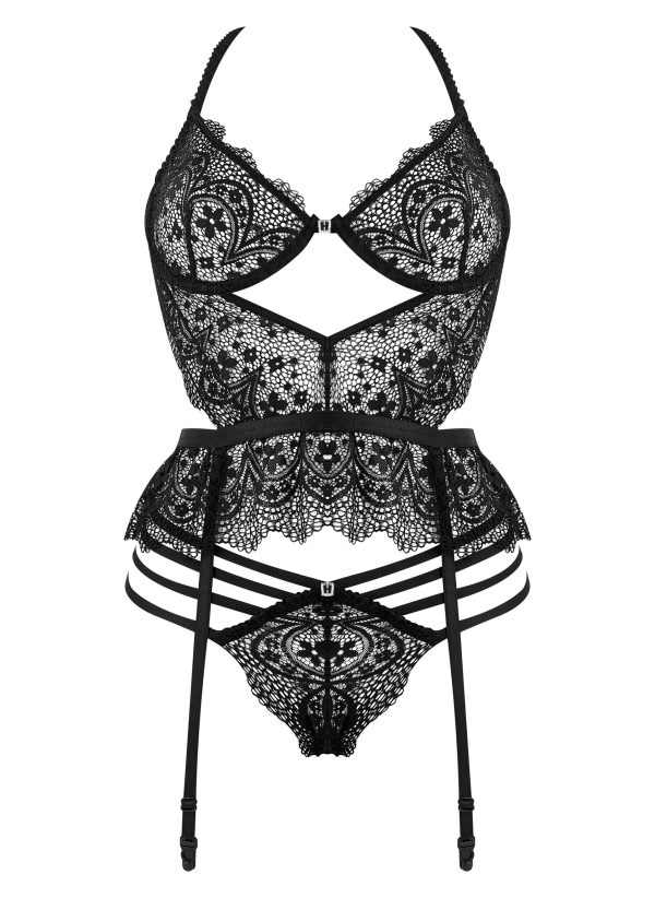 CORPETE E TANGA LACE TEMPTATION PRETO BEAUTY NIGHT FASHION - Image 5