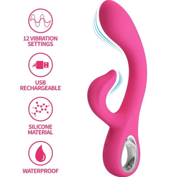 PRETTY LOVE - FRITZ RABBIT VIBRADOR 12 VIBRAÃÃES ROSA