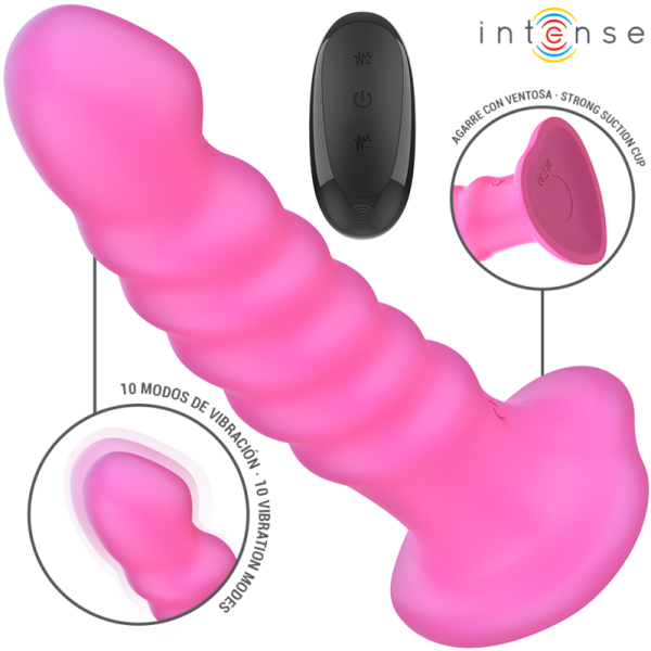 INTENSE - CINDY VIBRADOR TAMANHO L DESIGN ESPIRAL 10 VIBRAÃÃES ROSA CONTROLE REMOTO