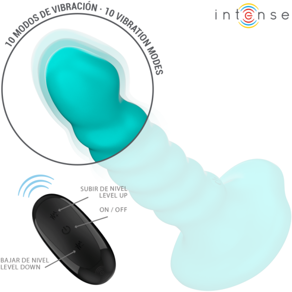 INTENSE - BUFFY VIBRADOR TAMANHO S DESIGN ESPIRAL 10 VIBRAÃÃES CONTROLE REMOTO AZUL - Image 3