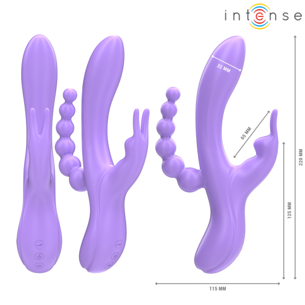 INTENSE - MIKO TRIPLO VIBRADOR COELHO & ESTIMULADOR & ANAL 7 VIBRAÃÃES ROXO - Image 2