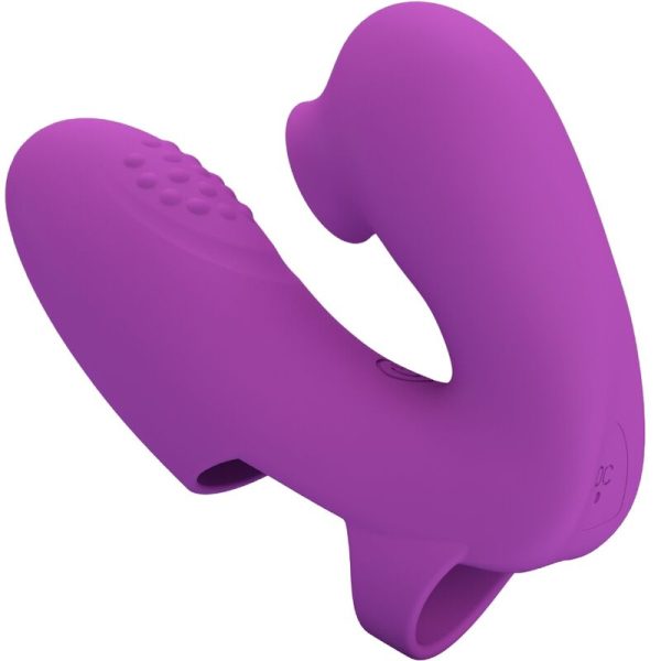 PRETTY LOVE - VIBRADOR DE DEDO ATHENA COM ESTIMULADOR DE CLITÃRIS ROXO