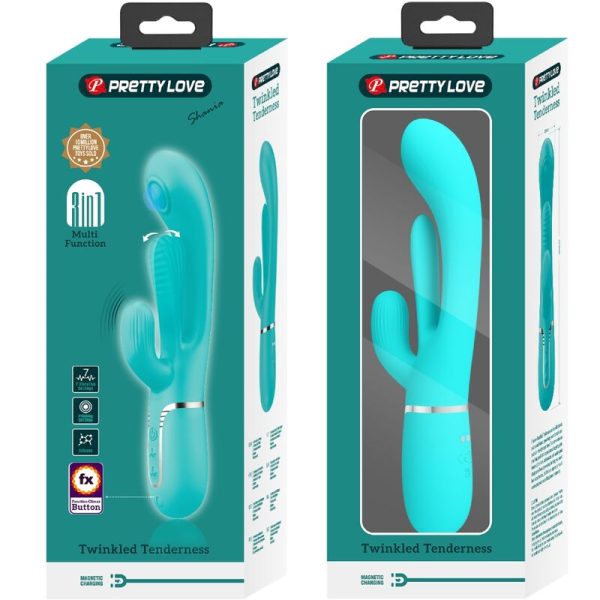 PRETTY LOVE - SHANIA TRIPLE RABBIT MULTIFUNCIONAL VIBRADOR 3 EM 1 AZUL - Image 10