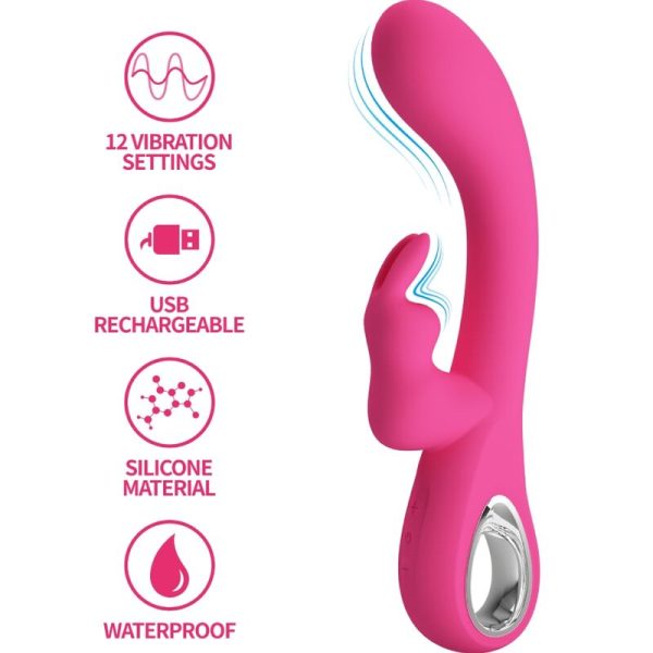 PRETTY LOVE - NOVAK RABBIT VIBRADOR 12 VIBRAÃÃES ROSA