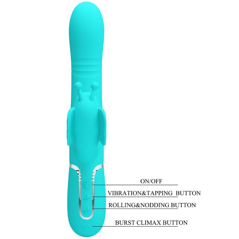 PRETTY LOVE - VIBRADOR COELHO MULTIFUNÇÕES 4 EM 1 BUTTERFLY AQUA VERDE - Image 8