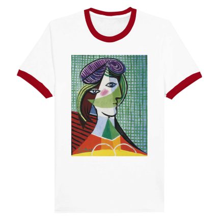 Cubist Portrait T-Shirt: Featuring Picasso's "Woman with a Hat" Unisex Ringer T-shirt