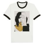 Andy Warhol Inspired Mick Jagger Portrait, Pop Art Music Icon Unisex Ringer T-shirt