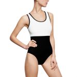 Black and White Color Block One-Piece Swimsuit – Modern Contrast Bathing Suit
