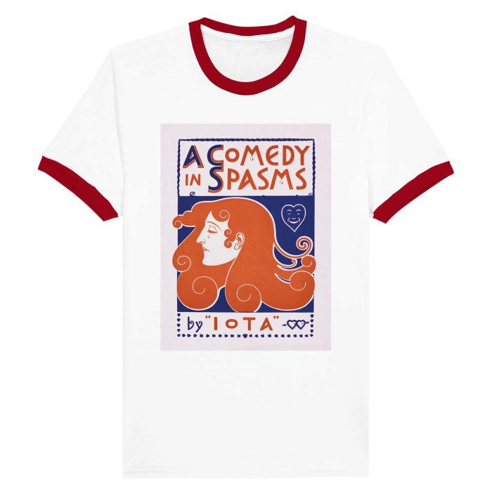"A Comedy in Spasms" Art Nouveau Unisex Ringer T-shirt - Image 2