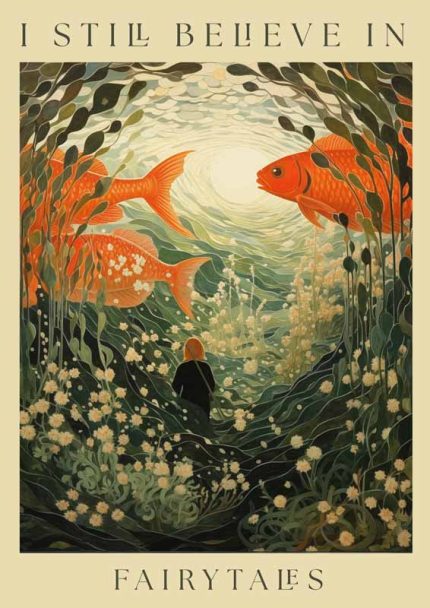 Fairytale Art Print: Goldfish and Figure