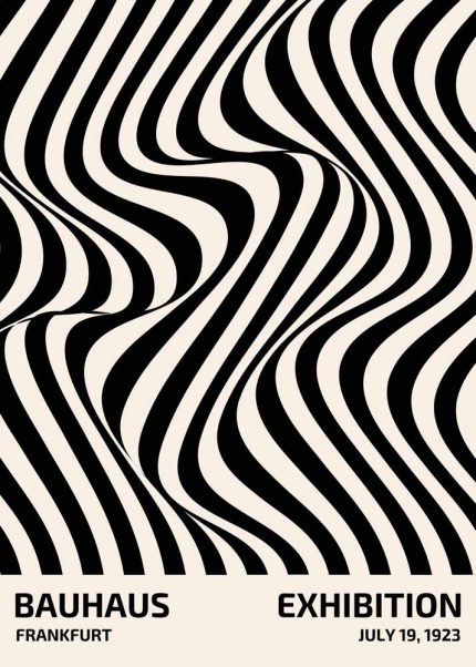 Vintage Bauhaus Frankfurt Exhibition Poster - Black & White Op Art Bauhaus Printed Poster