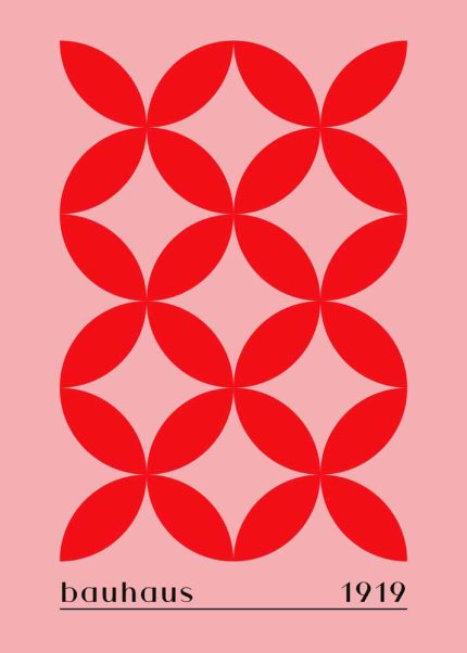 Bauhaus 1919 Poster - Red Geometric Pattern Art Print Bauhaus Printed Poster