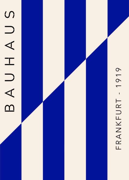 Bauhaus Frankfurt 1919 Poster - Blue and Beige Stripes Art Print Bauhaus Printed Poster