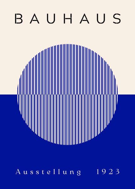 Bauhaus Ausstellung 1923 Poster - Blue & White Striped Circle Art Print Bauhaus Printed Poster