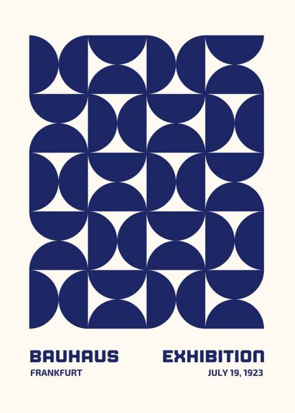 Bauhaus Frankfurt Exhibition Poster - Blue Geometric Pattern, July 19, 1923 Bauhaus Printed Poster