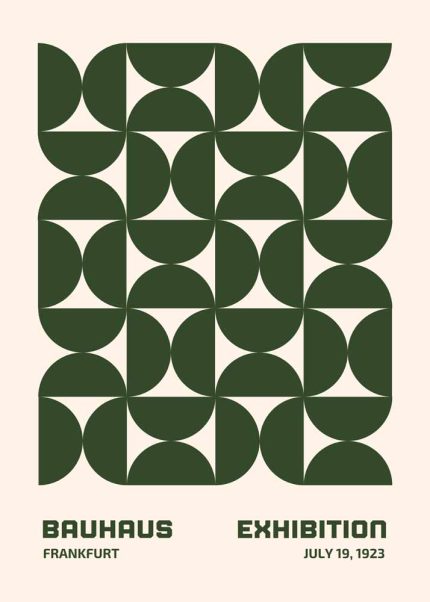 Bauhaus Frankfurt Exhibition Poster - Green Geometric Pattern, July 19, 1923 Bauhaus Printed Poster