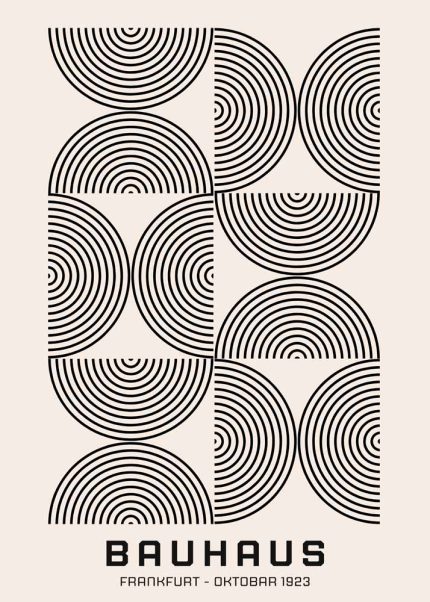 Bauhaus Frankfurt Oktober 1923 Poster - Abstract Concentric Semi-Circles Bauhaus Printed Poster
