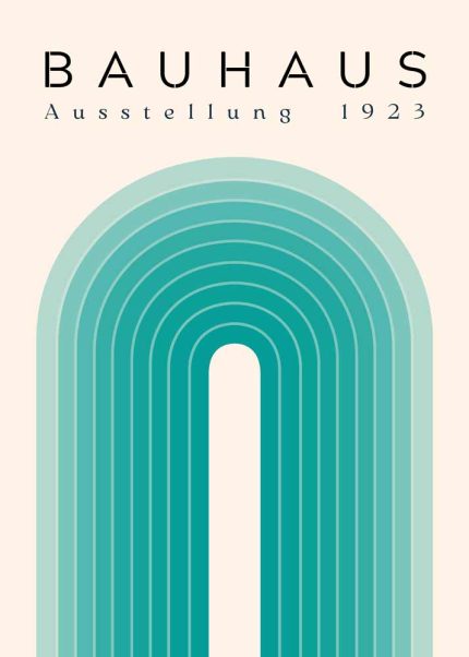 Bauhaus Ausstellung 1923 Poster - Cool Tone Geometric Arch Art Print Bauhaus Printed Poster