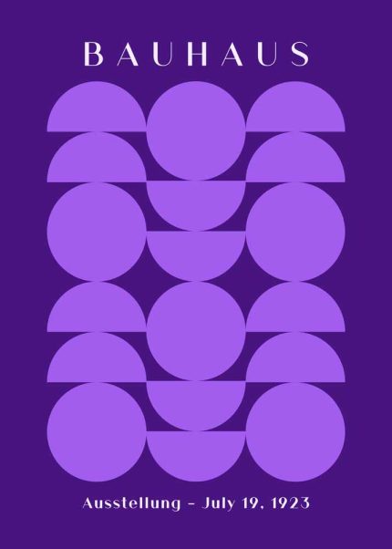 Purple Bauhaus Exhibition Poster - Geometric Symmetry, July 19, 1923 Bauhaus Printed Poster