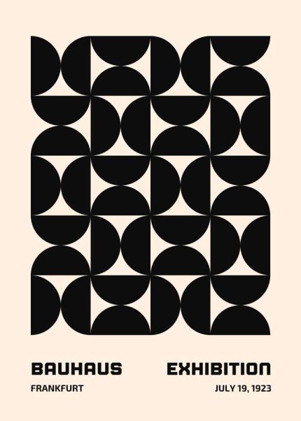 Bauhaus Frankfurt Exhibition Poster - Black Geometric Pattern, July 19, 1923 Bauhaus Printed Poster