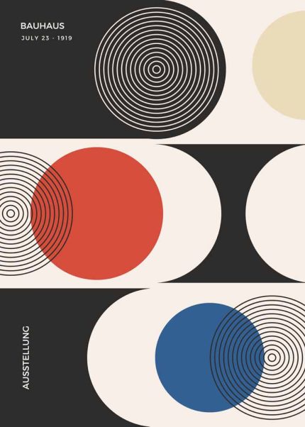 Bauhaus Ausstellung July 23 1919 Poster - Abstract Circles Design Bauhaus Printed Poster