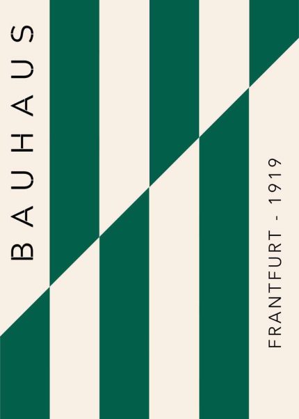 Bauhaus Frankfurt 1919 Poster - Green and Beige Stripes Art Print Bauhaus Printed Poster
