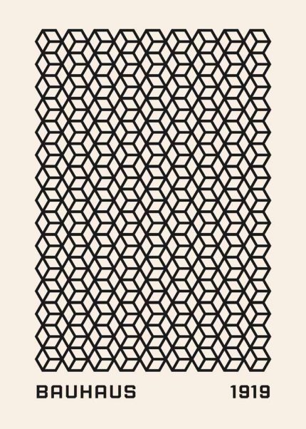 Bauhaus 1919 Poster - Abstract Geometric Cube Pattern Art Print Bauhaus Printed Poster