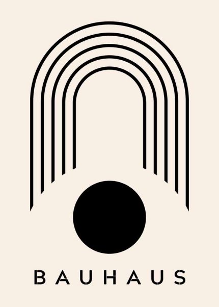 Minimalist Bauhaus Poster - Abstract Arches and Circle Art Print Bauhaus Printed Poster