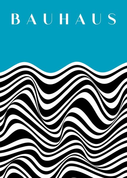 Bauhaus Blue & Black White Op Art Poster Bauhaus Printed Poster