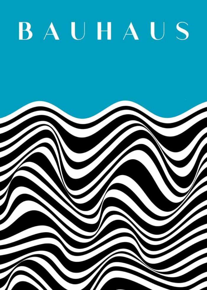 Bauhaus Blue & Black White Op Art Poster Bauhaus Printed Poster
