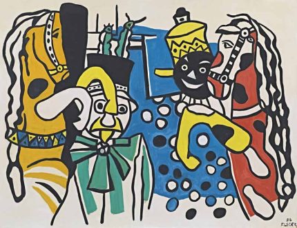 Clowns and Horses by Fernand Leger | Cubist Art 1954 Wall Art Poster