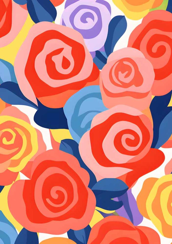 Colorful Rose Pattern - Abstract Floral Art Print Flower Print Wall Art Poster - Image 1