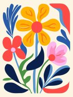 Stylized Flower Bouquet - Modern Floral Art Botanical Flower Print Wall Art Poster