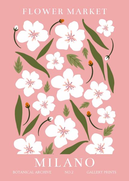 Floral Market Milano Botanical Flower Print Wall Art Poster