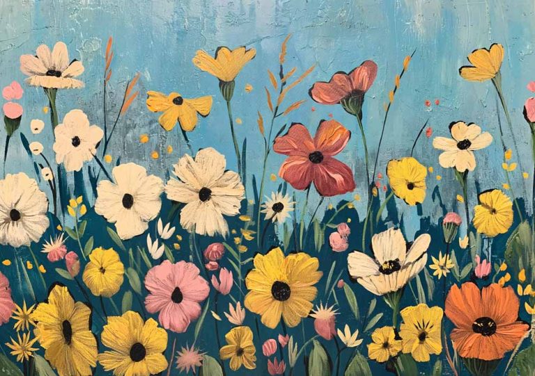 Wildflower Meadow Painting - Colorful Floral Field Art Print Poster