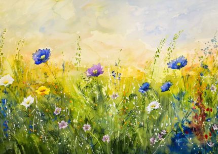 Wildflower Meadow Painting - Colorful Floral Field Art Print