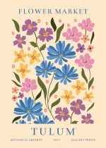 Bellflowers at the Flower Market - Minimalist Floral Art Print Botanical Flower Print Wall Art Poster