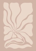 Stylized Floral Pattern - Beige & Black Theme - Minimalist Art Botanical Flower Print Wall Art Poster