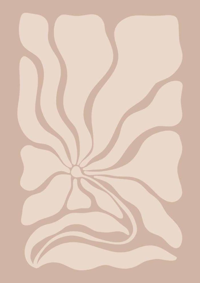 Stylized Floral Pattern - Beige & Black Theme - Minimalist Art Botanical Flower Print Wall Art Poster - Image 1