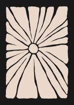 Stylized Floral Pattern - Beige & Black Theme - Minimalist Art Botanical Flower Print Wall Art Poster