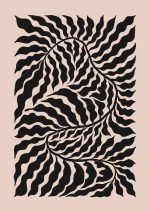 Stylized Floral Pattern - Beige & Black Theme - Minimalist Art Botanical Flower Print Wall Art Poster