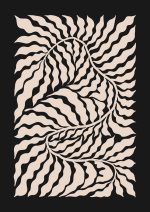 Stylized Floral Pattern - Beige & Black Theme - Minimalist Art Botanical Flower Print Wall Art Poster