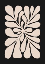 Stylized Floral Pattern - Beige & Black Theme - Minimalist Art Botanical Flower Print Wall Art Poster